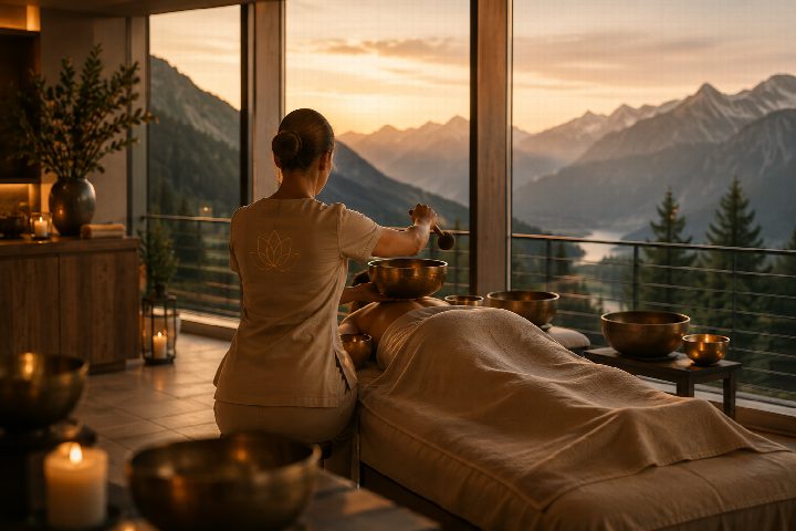 Klangmassage vor Alpenpanorama